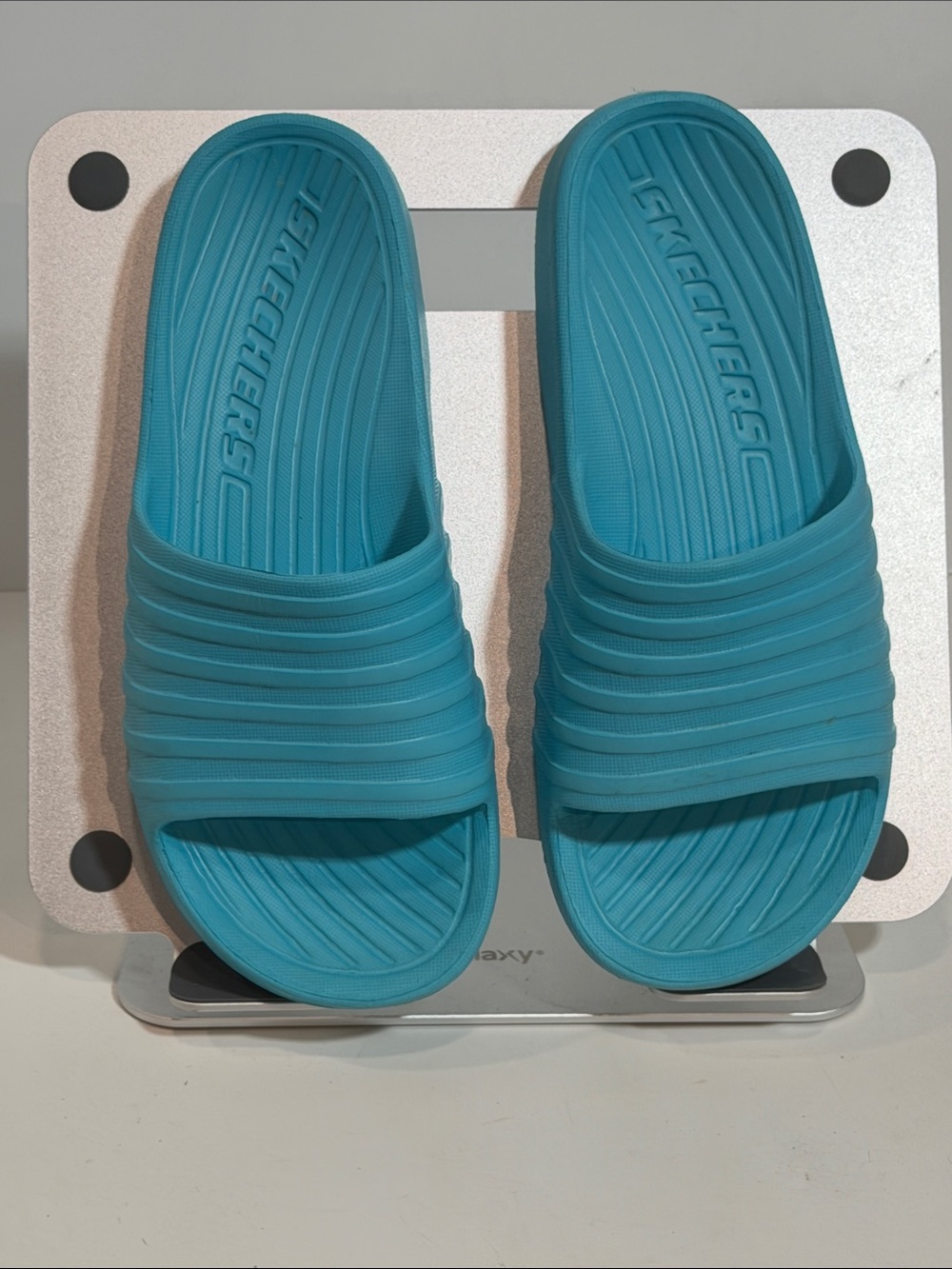 Skechers Turquoise Aqua Molded Foam Recovery Slide Sandals Women's